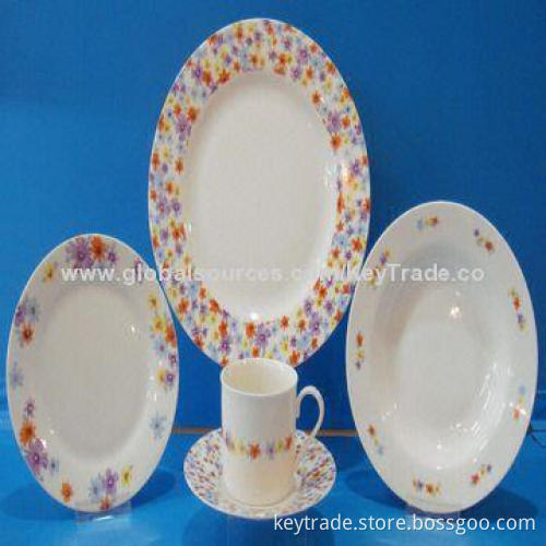 Fine Porcelain 20-piece Dinner Set in Round Shape with Decal, Customized Designs Welcomed